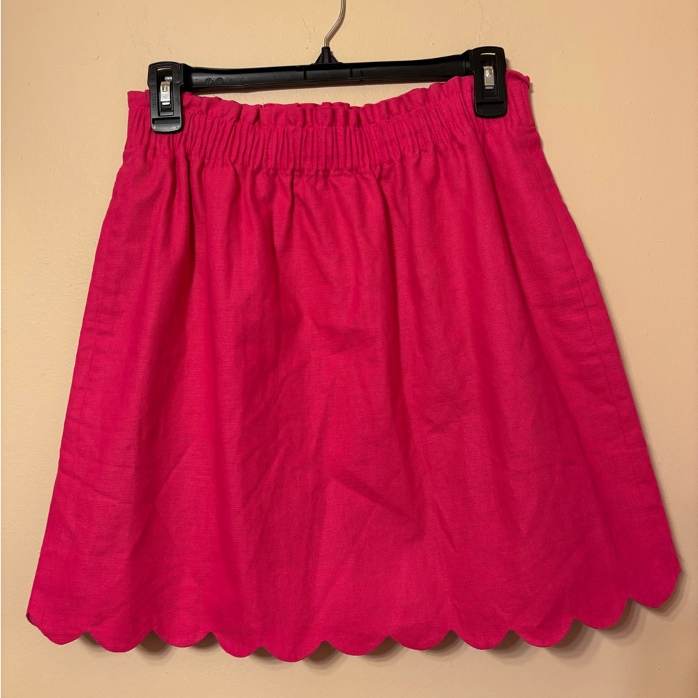 J. Crew Vibrant Pink Mini Skirt with Scalloped Hem